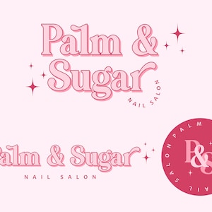 Pink Retro Logo Design: Premade Small Business Branding Kit