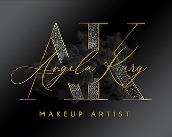 Gold & Black Initial Logo Design: Glamour Beauty, Diamond Luxury