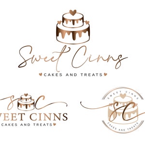 Bakery Logo Design: Cake Watermark, Premade Branding Kit