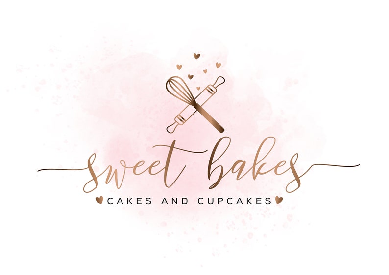 Pink and Rose Gold Bakery Logo Bakery Branding Kit Cake Etsy