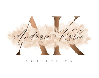 Premade Initial Logo Design: Rose Gold Watercolor, Smoke Effect