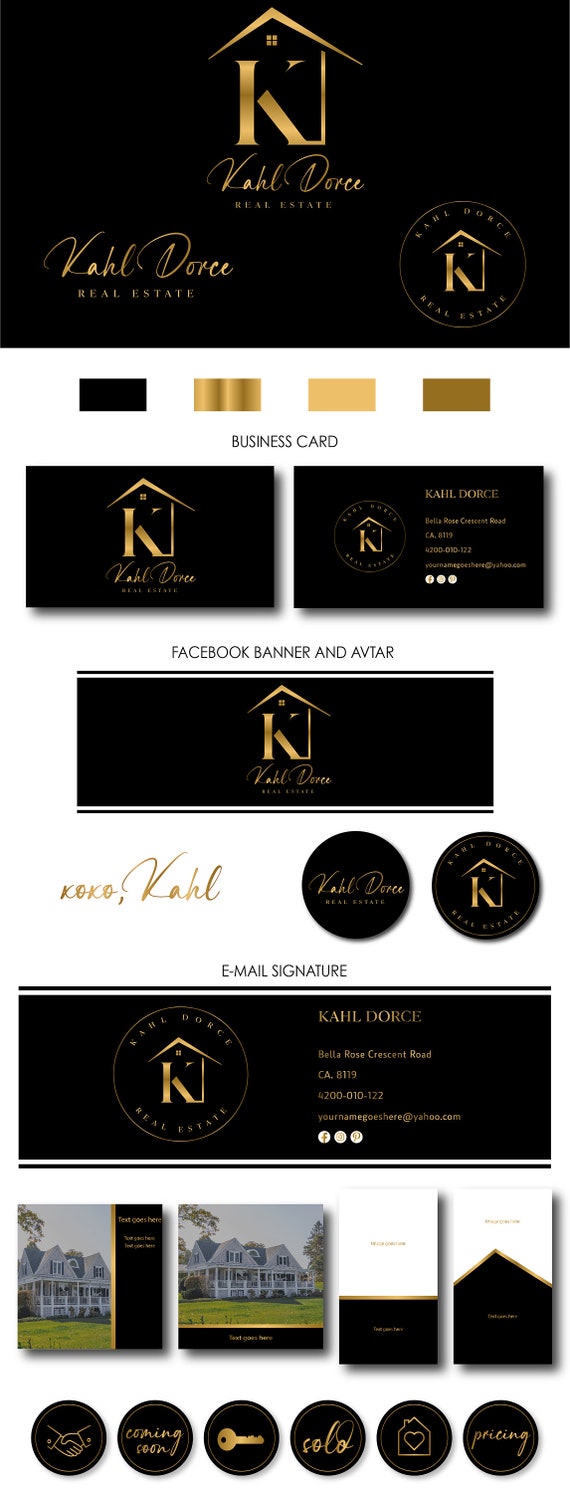 Diseño de logotipo inmobiliario de lujo: Marca Gold Realtor (logotipo  personalizado) - Etsy México, image size:570x1493