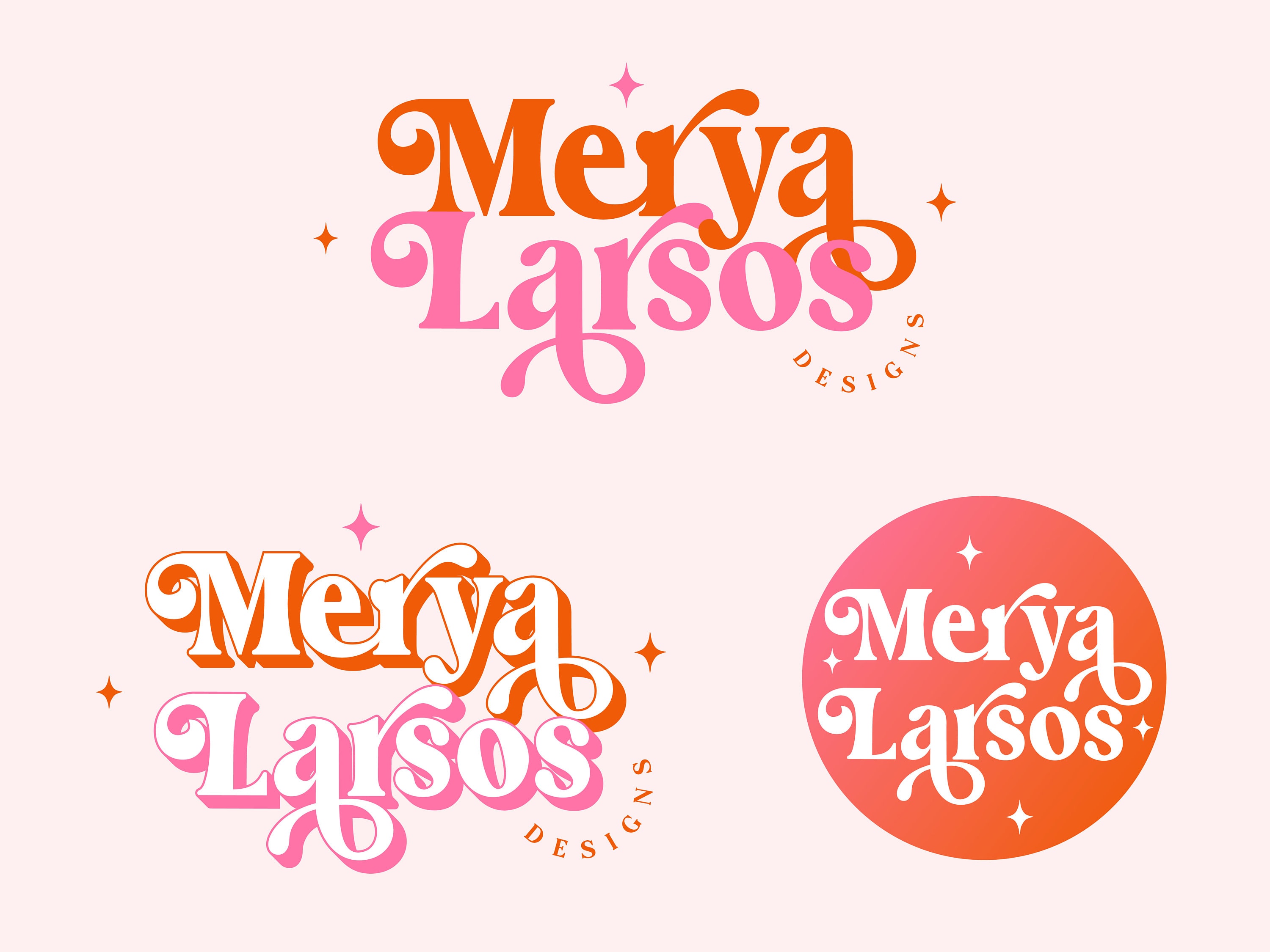 Pink and Orange Logo, Funky Logo Design, Retro Logo, Groovy Logo, Nails Logo,  Celestial Logo, Small Business Brand, Vintage Logo, Hippie - Etsy
