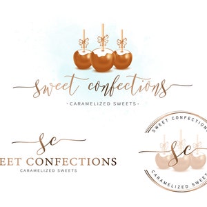 Bäckerei Logo, Vorgefertigte Süßigkeiten Logo, Karamell Apfel Logo Design, Candy Apple Logo, Benutzerdefinierte Bäckerei Logo, Luxuriöse Bakes Logo, Business Branding