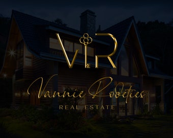 Luxury Real Estate Logo: Gold Initials, Key Design