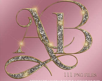Luxury Chrome Alphabet PNG Bundle | Sparkly Gold Letters | 300DPI | Uppercase, Lowercase, Symbols & Light Effects