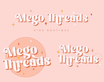 Retro Boho Logo Design: Custom Small Business Branding Kit