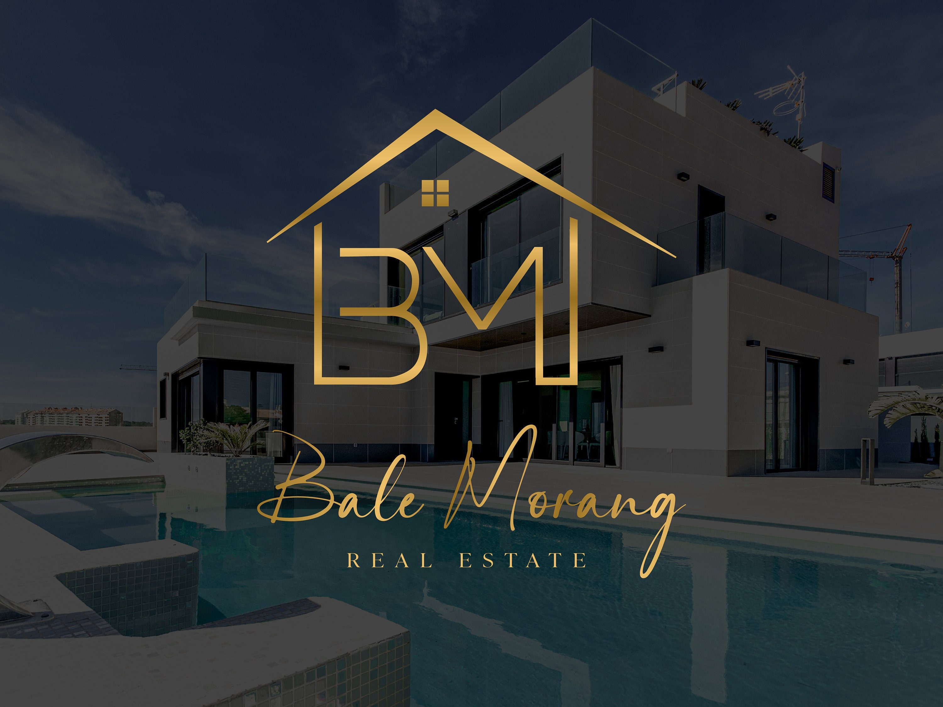 Real Estate Logo Design: Modern Gold Initials Logo - Etsy