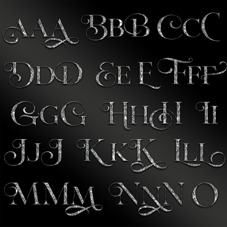 Silver Glitter Chrome Alphabet PNG: Logo Branding Letters (digital ...