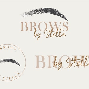 Design de logotipo Boho de sobrancelha pré-fabricado, logotipo de microblading moderno, logotipo de sobrancelha de salão de beleza, kit de marca de salão personalizado minimalista, cartão de visita