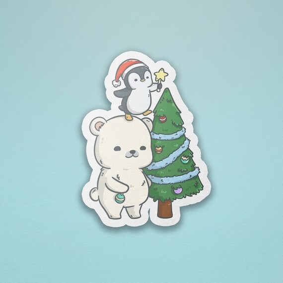Keep Them Happy Christmas Penguin Polar Bear Stickers or for your Planner  268067