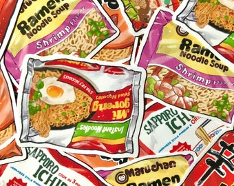 Ramen Stickers | Noodle Stickers | Waterpoof Vinyl Stickers | Asian Food | Food Stickers | Laptop Stickers | Notebook Stickers