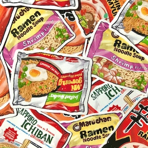 Ramen-stickers | Noedelstickers | Waterdichte vinylstickers | Aziatisch Eten | Voedselstickers | Laptopstickers | Notebook-stickers