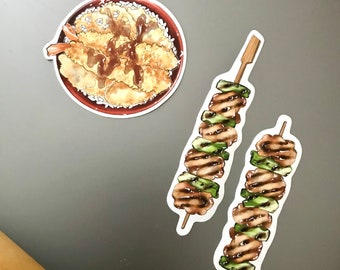 Japanese Food Sticker | Vinyl Sticker | Waterproof Sticker | Tempura Bowl | Yakitori | Laptop Decal