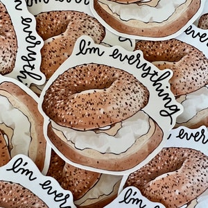 Bagel Stickers Everything Bagel Stickers Waterpoof Vinyl Stickers Food Stickers Laptop Stickers Notebook Stickers Self Love image 1