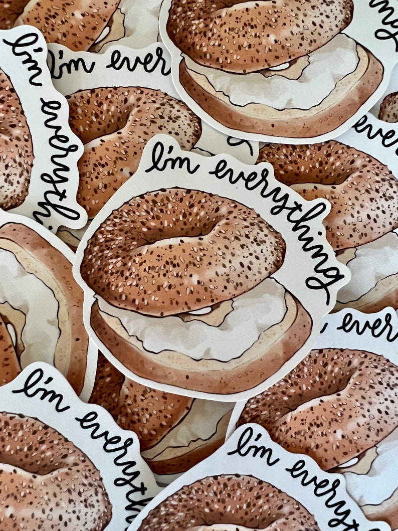 Bagel Stickers Everything Bagel Stickers Waterpoof Vinyl Stickers Food Stickers Laptop Stickers Notebook Stickers Self Love image 1