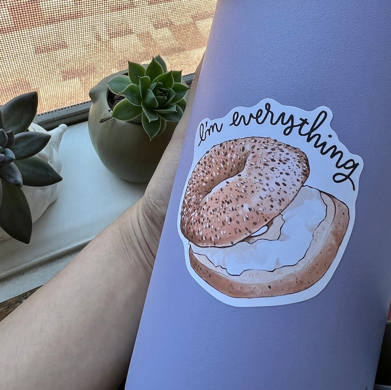 Bagel Stickers Everything Bagel Stickers Waterpoof Vinyl Stickers Food Stickers Laptop Stickers Notebook Stickers Self Love image 2