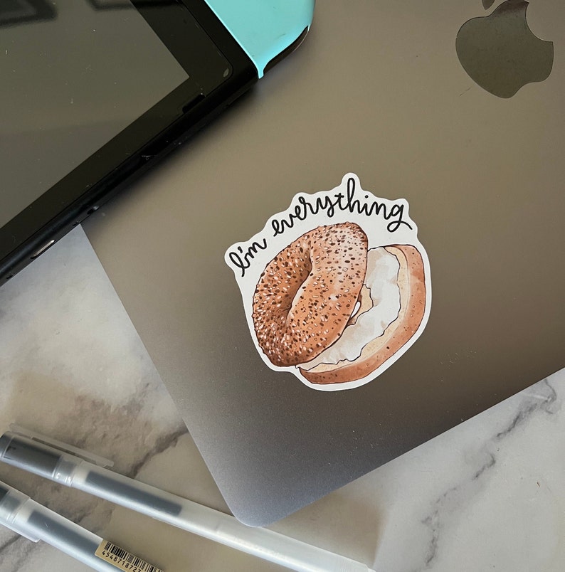 Bagel Stickers Everything Bagel Stickers Waterpoof Vinyl Stickers Food Stickers Laptop Stickers Notebook Stickers Self Love image 3
