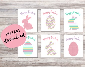 Kids Easter Card Printable, Easter Gift Tags, Easter Basket Tags, Happy Easter Tag