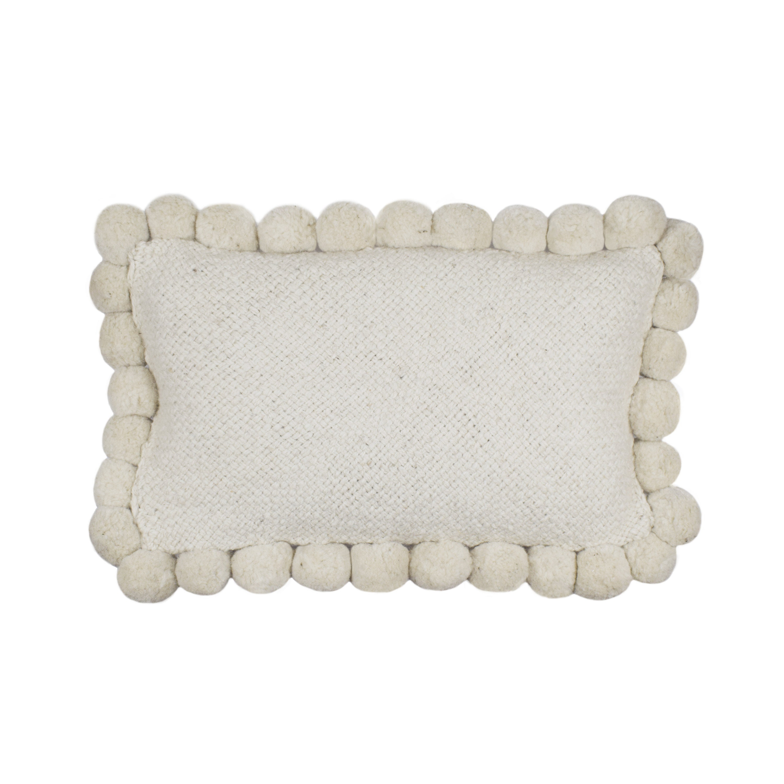 Coussin Rectangulaire Pompons 60x30cm