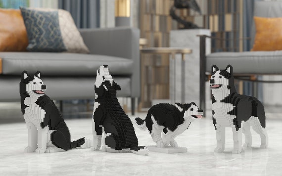 Husky 4 in 1 Pack Dog Sculptures 3D Building Blocks DIY Model Kit