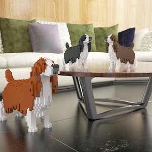 English Springer Spaniel Dog Sculptures | 3D Building Blocks | DIY Model Kit
