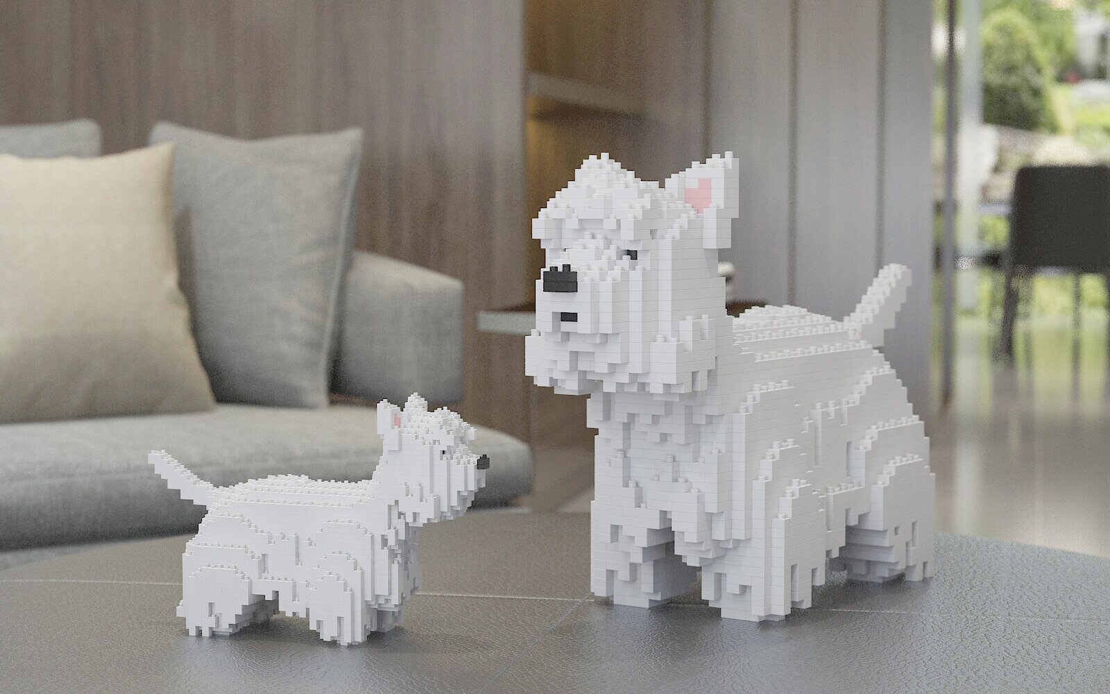 West Highland White Terrier Dog Sculptures 3D Building Blocks DIY Model Kit Etsy