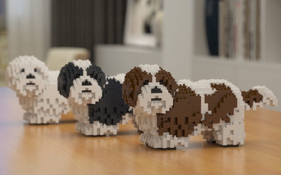 Shih Tzu Dog Sculptures | 3D Building Blocks | DIY Model Kit - Etsy