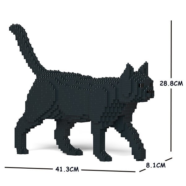 Adorable Tiny Black Wood Cat In A Box Desk Figurine
