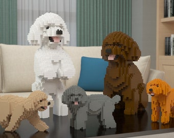 Toy Poodle Dog Sculptures | 3D Building Blocks | DIY Model Kit