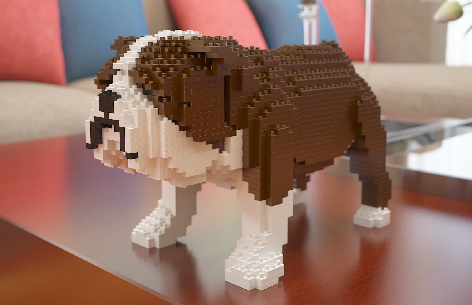 English Bulldog Dog Sculptures 3D Building Blocks DIY Model Kit 