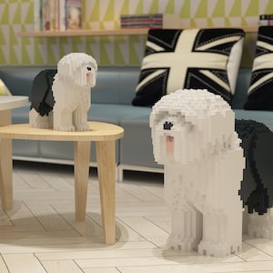 Oude Engelse beeldhouwkunst herdershond | 3D-bouwstenen | Bouwpakket