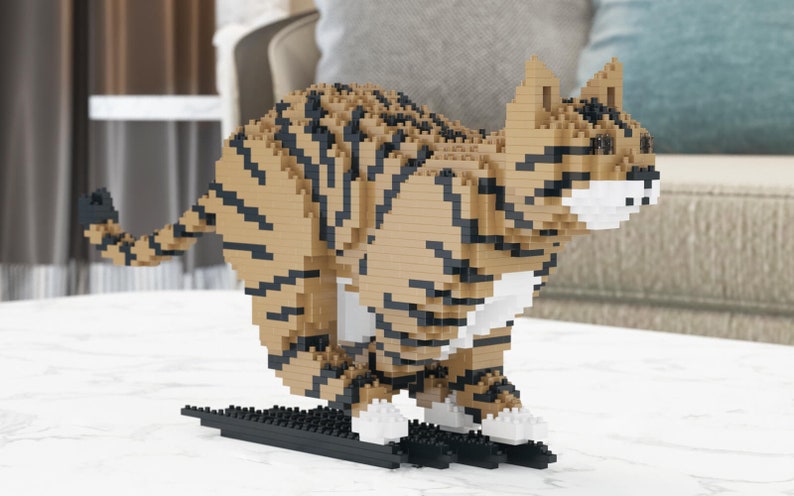 Brown Tabby Cats Sculptures | 3D Building Blocks | DIY Model Kit - Etsy