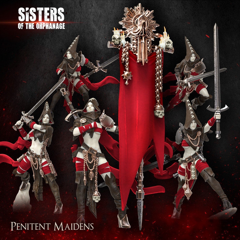 Penitent Maidens 34mm | 3D Printed Resin Miniatures