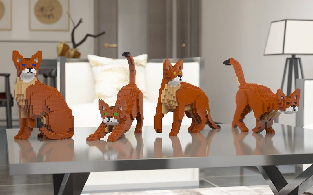 Abyssinian Cats Sculptures | 3D Building Blocks | DIY Model Kit - Etsy