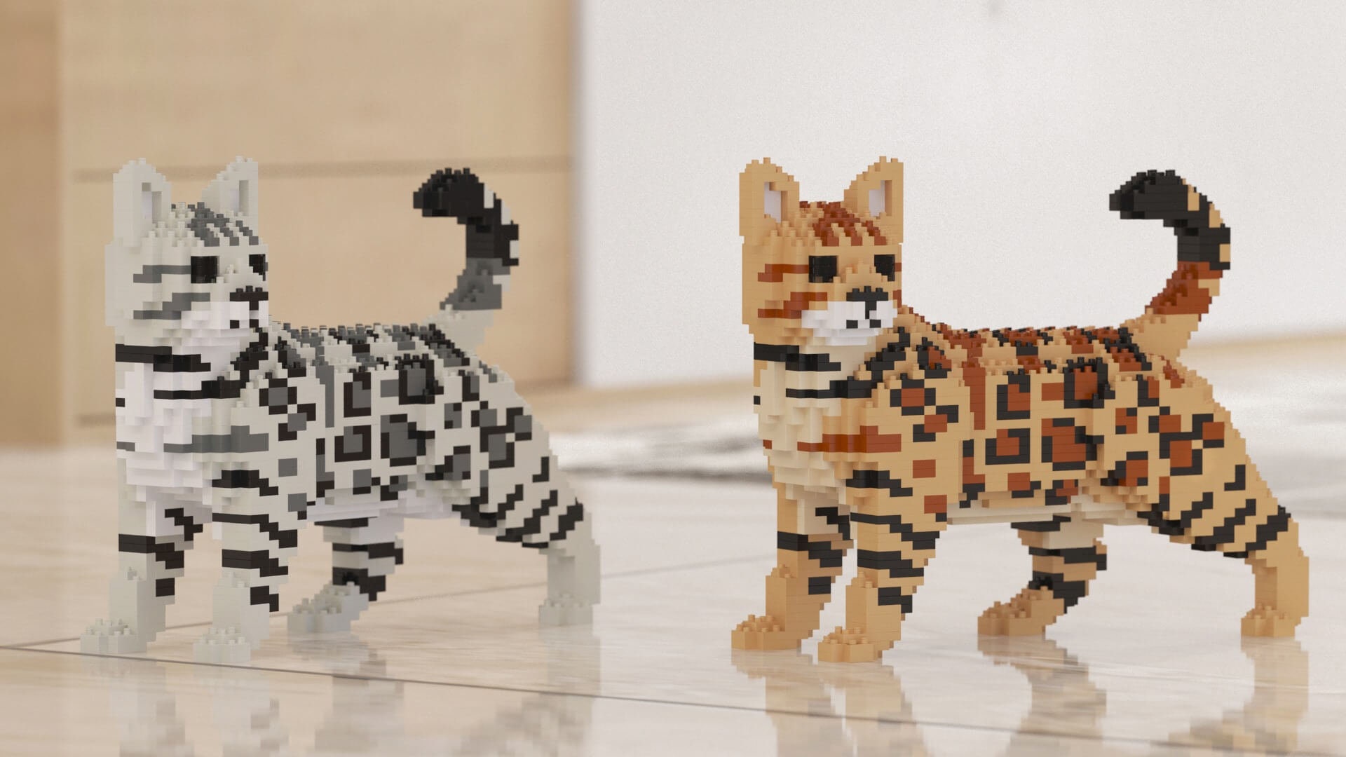 Bengal Cats Sculptures | 3D Building Blocks | DIY Model Kit - Etsy