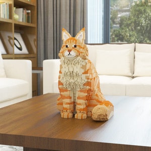 Maine Coon Cats Sculptures | 3D Building Blocks | DIY Model Kit