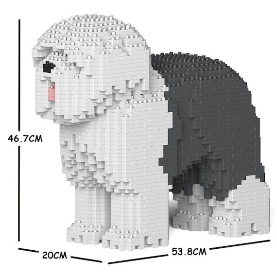 Old English Sheepdog Dog Sculptures | 3D Building Blocks | DIY