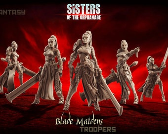 Blade Maidens - Troopers & Command Group | 3D Printed Resin Miniatures