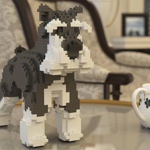 Standard Schnauzer Dog Sculptures | 3D Building Blocks | DIY Model Kit