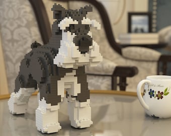 Standard Schnauzer Dog Sculptures | 3D Building Blocks | DIY Model Kit