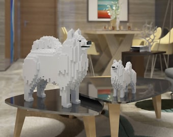 Samoyed Dog Sculptures | 3D Building Blocks | DIY Model Kit