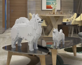 Samoyed Dog Sculptures | 3D Building Blocks | DIY Model Kit