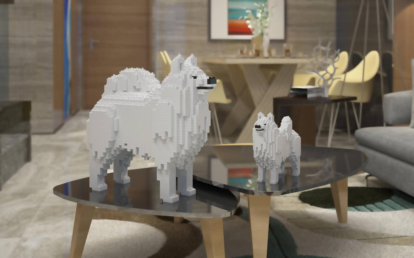 Samoyed Dog Sculptures | 3D Building Blocks | DIY Model Kit - Etsy