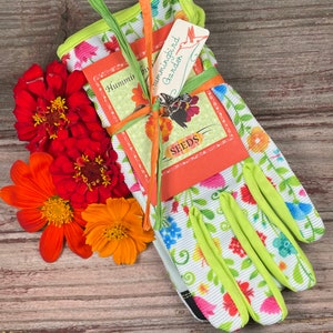 Gardening gloves, Hummingbird garden, personalized garden gift, Easter basket. teacher gift, Mother's Day