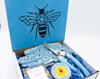 Bee Garden Gift Box: Seed Tin, Gloves & Shear Set