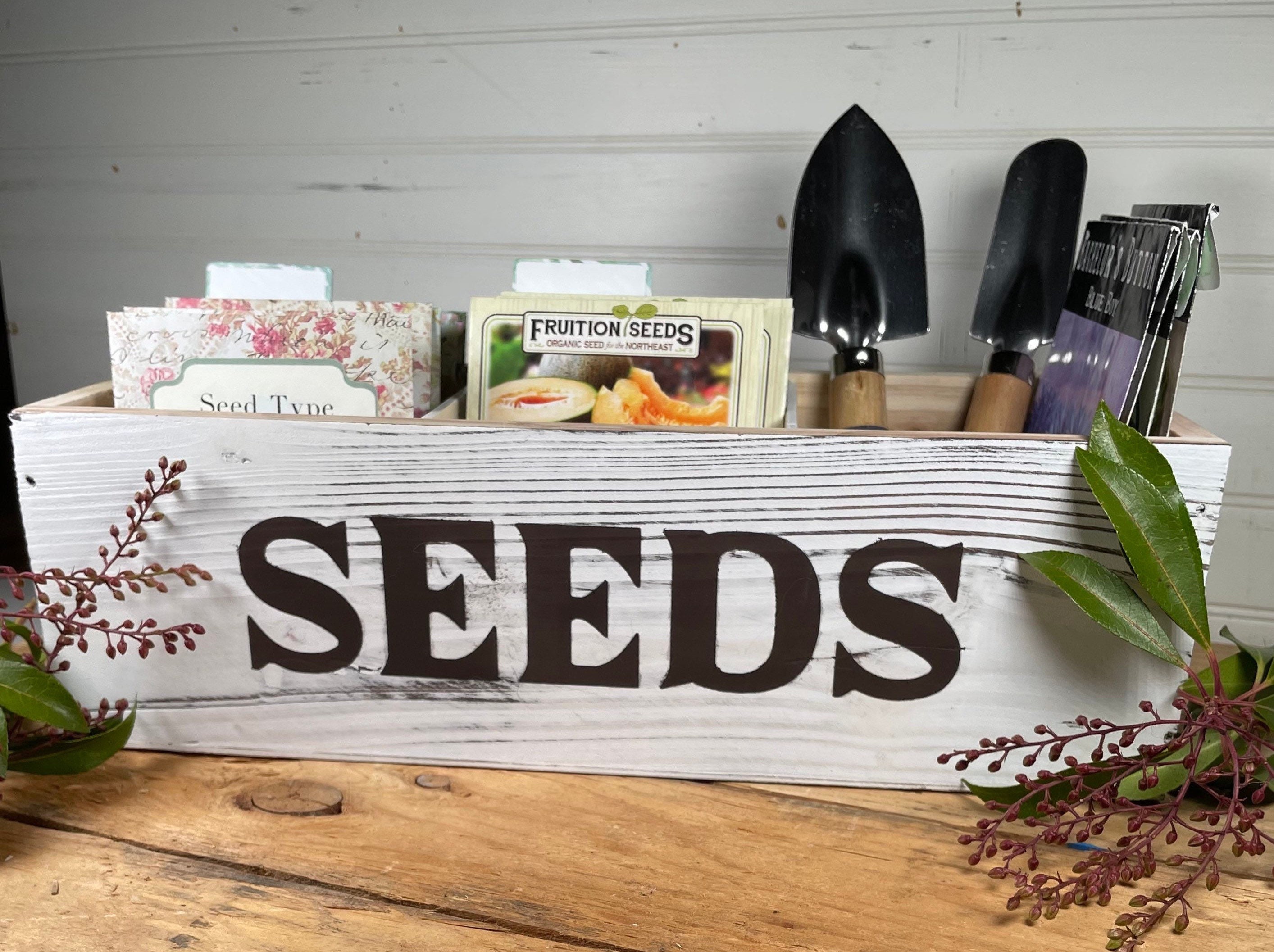 Seed Box, Seed Packet Storage Box, Wooden Seed Organiser, Seed Gift Box,  Seed Storage Box, Engraved Seed Packet Storage, Gardeners Gift, 