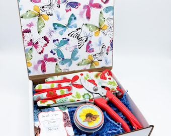 Butterfly Garden Gift Box: Seed Kit with Gloves & Pruning Shears