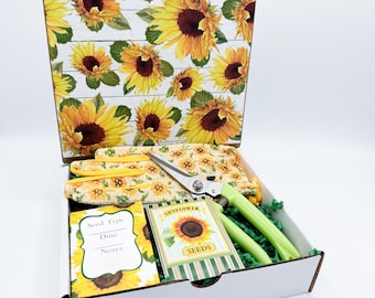 Personalized Sunflower Garden Gift Box: Seeds, Gloves & Shear
