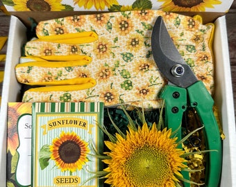 Sunflower gardening gift box, personalized garden gift, Mother's Day gift, garden gift for her, Sunflower lover
